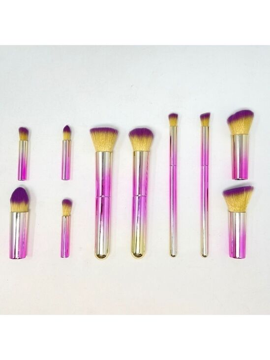 Makeup brush and beauty Other - PINK Travel Brushes NEW W Box - 10 PIECE ESSENTIAL INTERCHANGEABLE  FACE BRUSHES